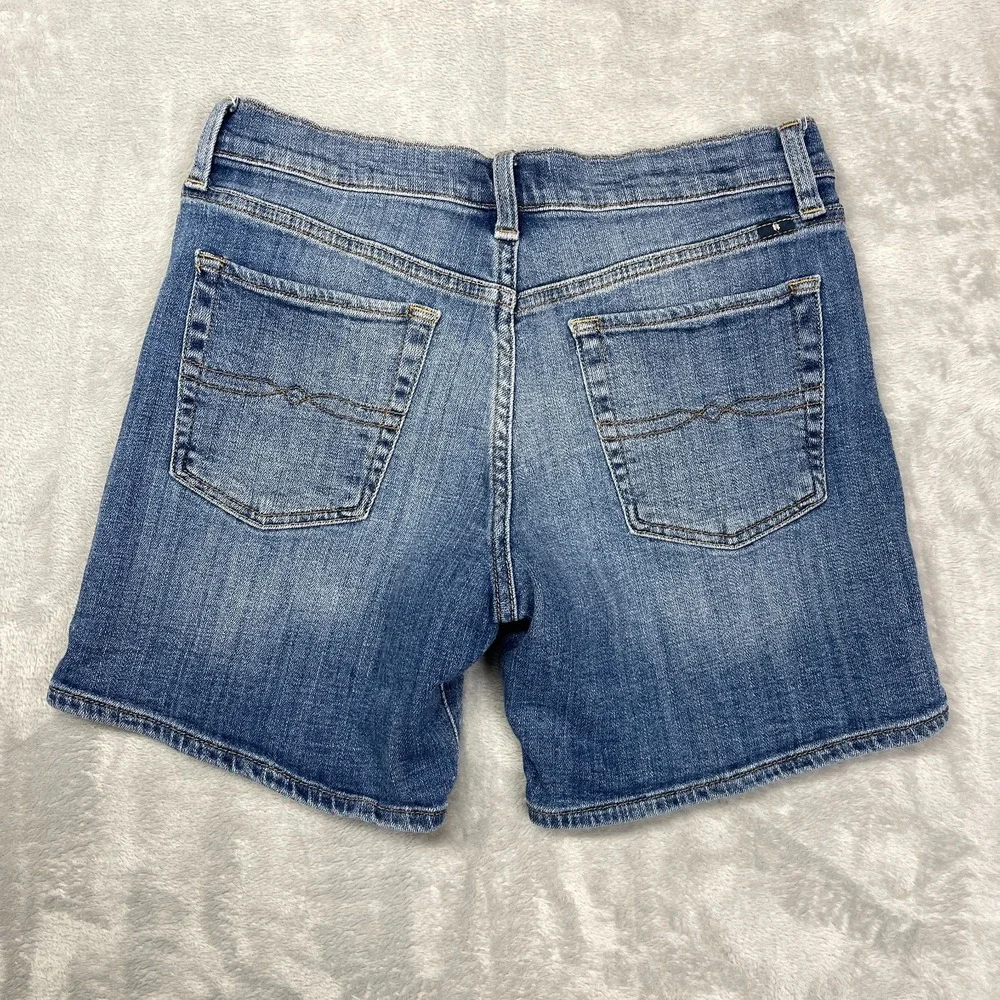 Lucky Brand Shorts Womens 4/27 Blue Denim The Roll Up Bermuda Embroidered Y2K - Picture 2 of 6